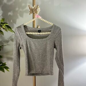 Gray Fitted Long Sleeve